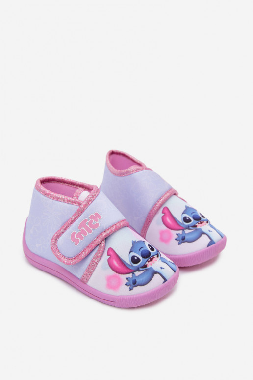 Detské šľapky na suchý zips STITCH ružové