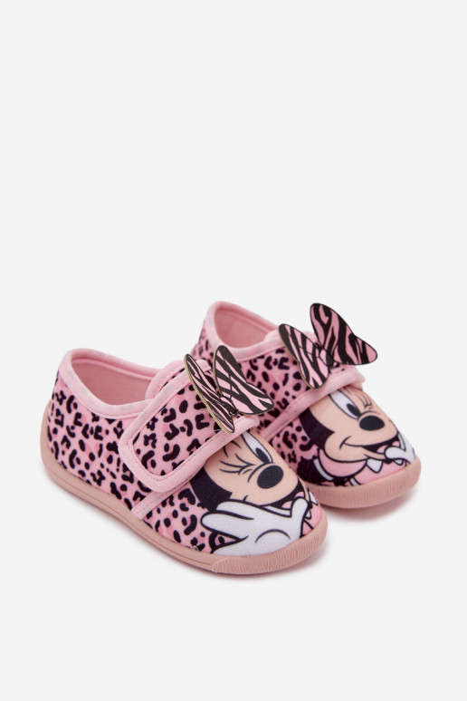 Detské šľapky na suchý zips MINNIE MOUSE ružové