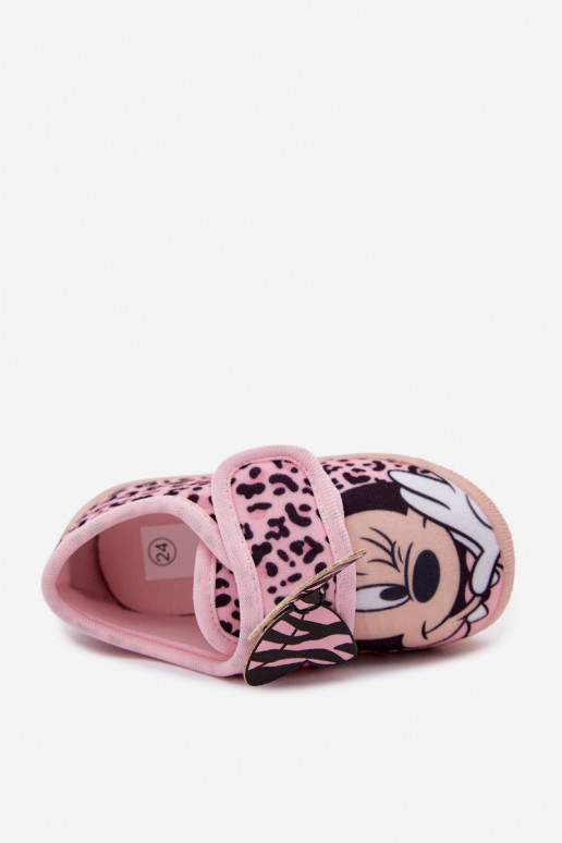 Detské šľapky na suchý zips MINNIE MOUSE ružové