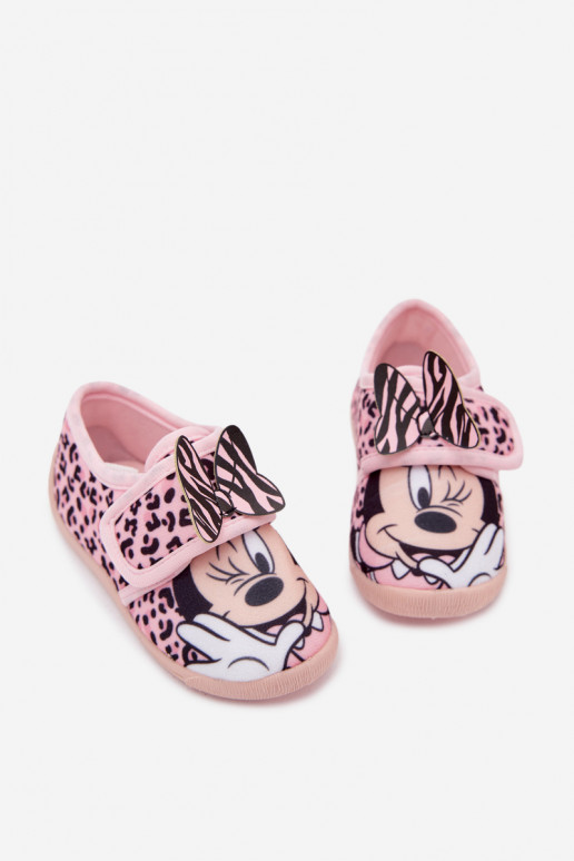 Detské šľapky na suchý zips MINNIE MOUSE ružové