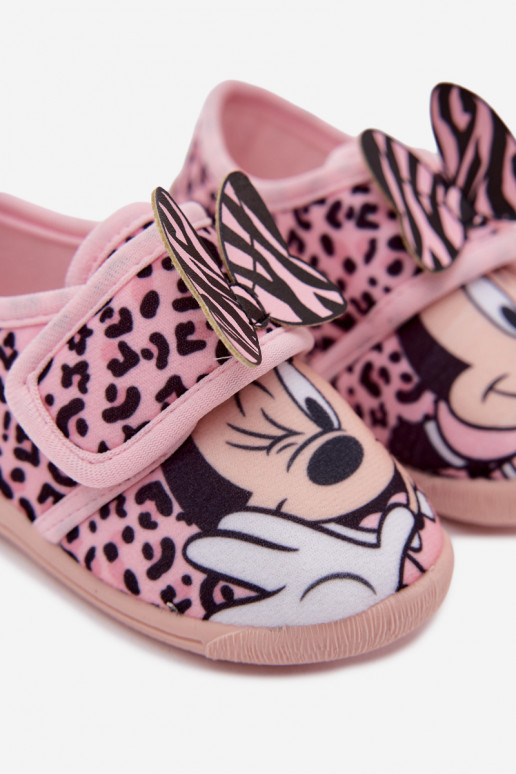 Detské šľapky na suchý zips MINNIE MOUSE ružové