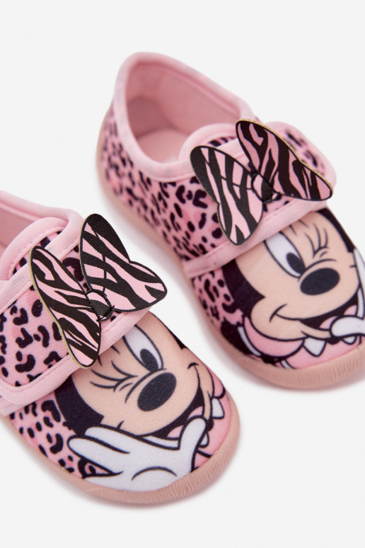 Detské šľapky na suchý zips MINNIE MOUSE ružové