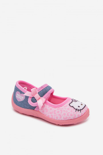 Detské šľapky na suchý zips HELLO KITTY ružové