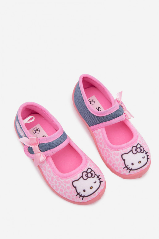 Detské šľapky na suchý zips HELLO KITTY ružové