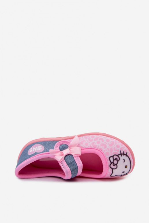 Detské šľapky na suchý zips HELLO KITTY ružové