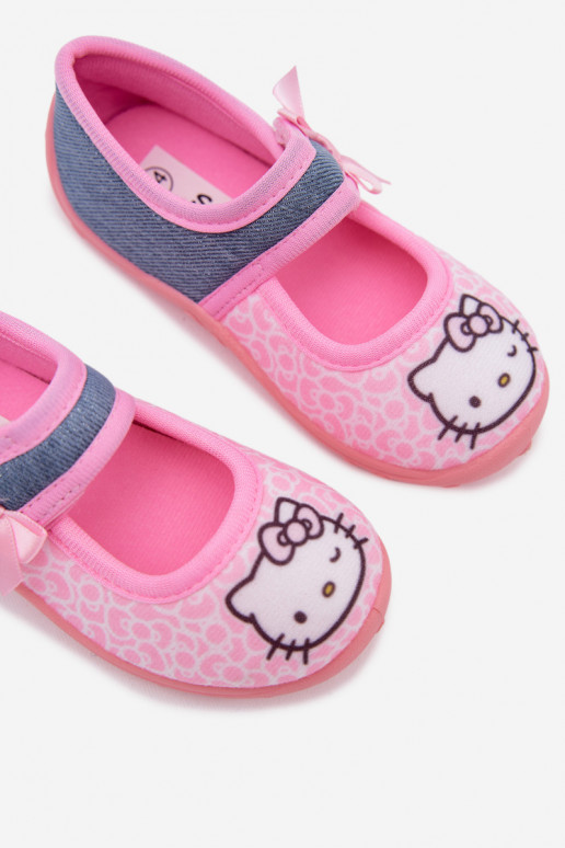 Detské šľapky na suchý zips HELLO KITTY ružové