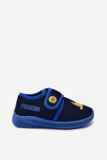 Chlapčenské šľapky na suchý zips Pikachu tmavomodré 2