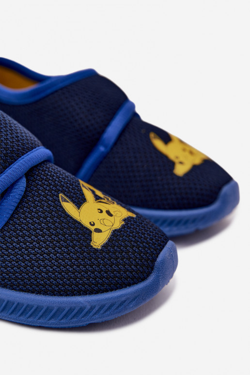 Chlapčenské šľapky na suchý zips Pikachu tmavomodré