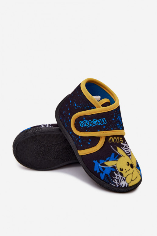 Chlapčenské šľapky na suchý zips Pikachu žlté