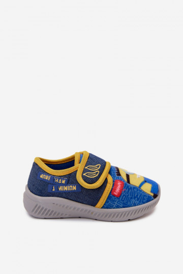 Detské šľapky Minionky modro-žlté 2