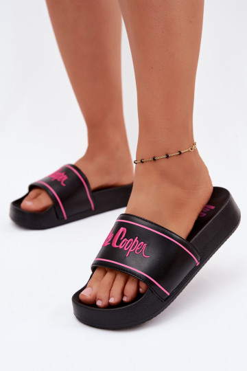 Dámske čierne šľapky na platforme Lee Cooper