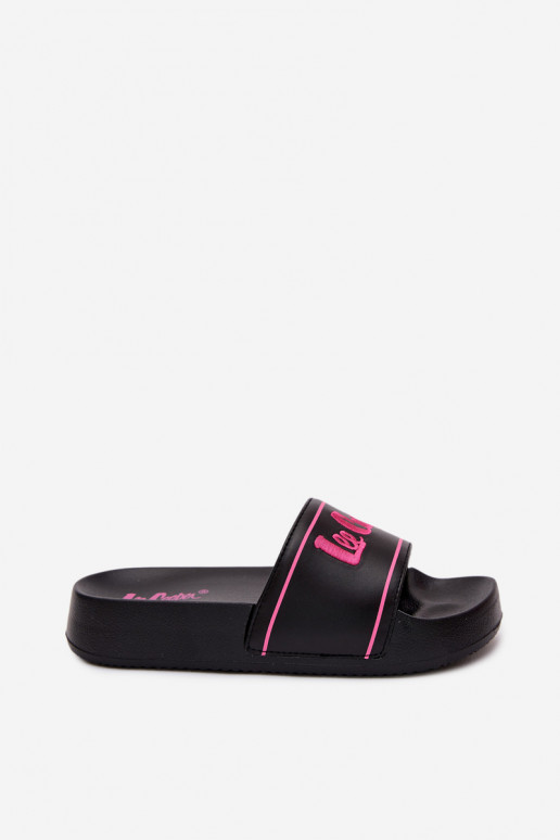 Dámske čierne šľapky na platforme Lee Cooper