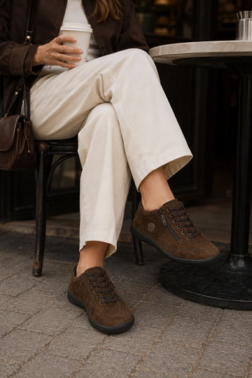 Dámske topánky z čokoládovej umelej semišovej kože Brindle