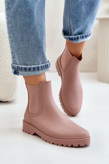 Dámske gumové topánky s elastickými vložkami v ružovej farbe Ciariel