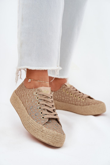 vzorkované voľnočasové topánky na platforme khaki Lee Cooper LCIN-25-08-3646L