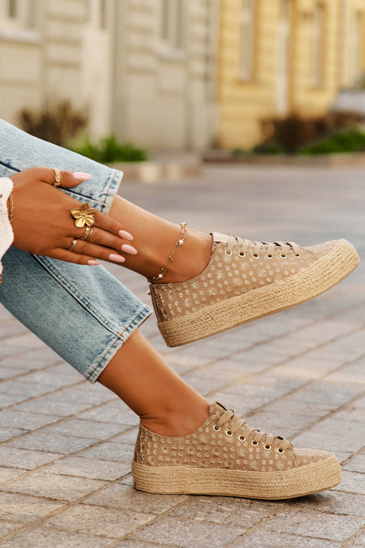 vzorkované voľnočasové topánky na platforme khaki Lee Cooper LCIN-25-08-3646L