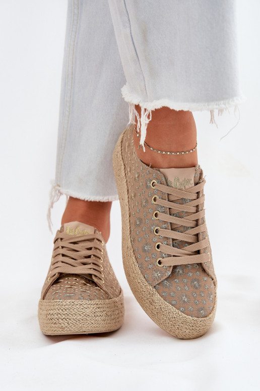 vzorkované voľnočasové topánky na platforme khaki Lee Cooper LCIN-25-08-3646L