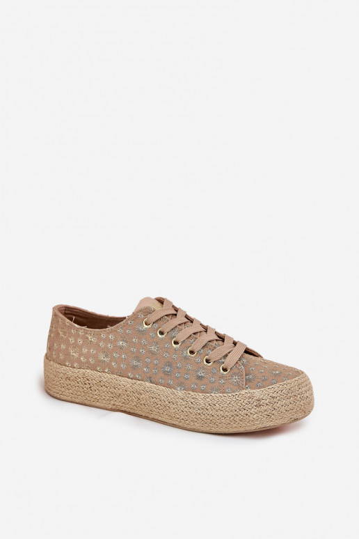 vzorkované voľnočasové topánky na platforme khaki Lee Cooper LCIN-25-08-3646L