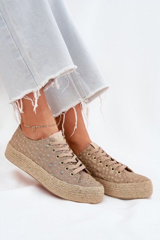 vzorkované voľnočasové topánky na platforme khaki Lee Cooper LCIN-25-08-3646L