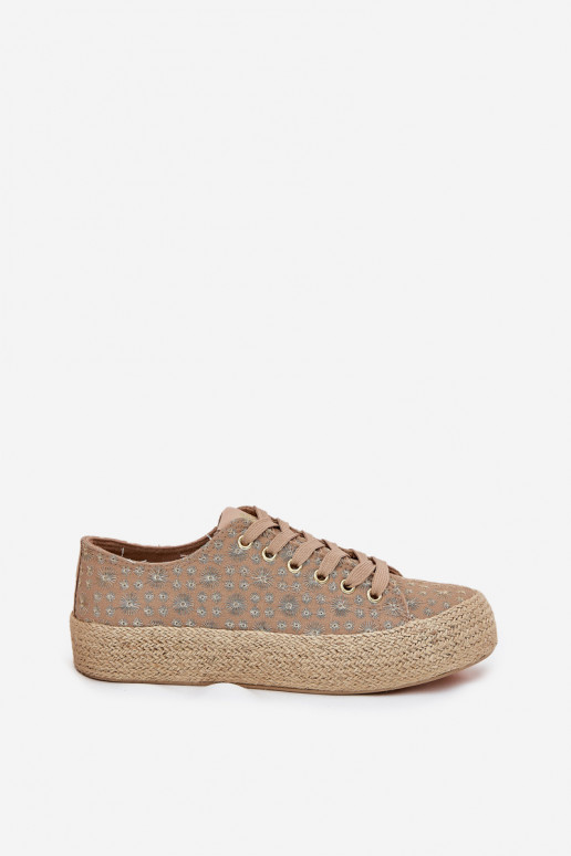 vzorkované voľnočasové topánky na platforme khaki Lee Cooper LCIN-25-08-3646L