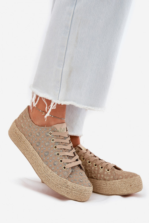 vzorkované voľnočasové topánky na platforme khaki Lee Cooper LCIN-25-08-3646L