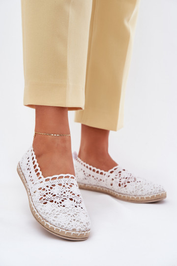 Biele dámske espadrilky z čipky Adelira