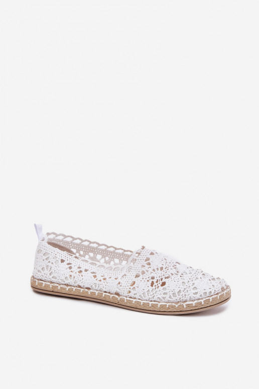 Biele dámske espadrilky z čipky Adelira
