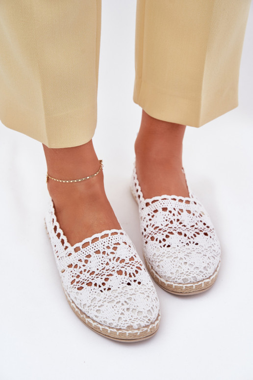Biele dámske espadrilky z čipky Adelira