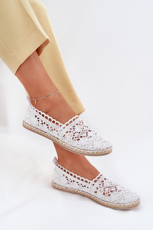Biele dámske espadrilky z čipky Adelira