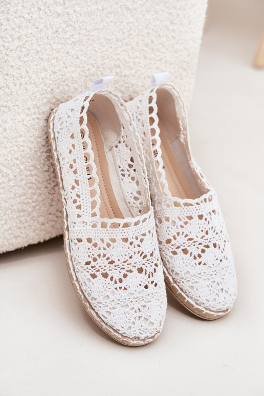 Biele dámske espadrilky z čipky Adelira