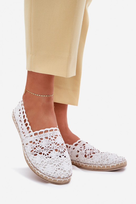 Biele dámske espadrilky z čipky Adelira