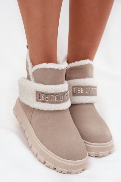 Dámske snehové topánky z prírodnej semišovej kože s izoláciou Lee Cooper LCJ-25-01-3739 v šedej farbe