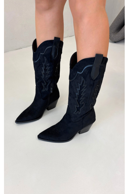 Dlhé cowboyské čižmy v čiernej farbe Betina