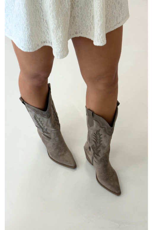 Dlhé cowboyské čižmy v khaki Betina