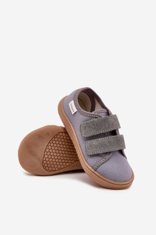 Chlapčenské šedé "Barefoot" šľapky "Hladko" Milami Saphira