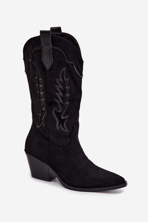 Dlhé cowboyské čižmy v čiernej farbe Betina