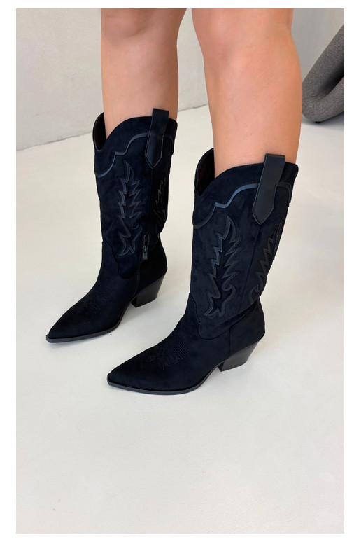 Dlhé cowboyské čižmy v čiernej farbe Betina