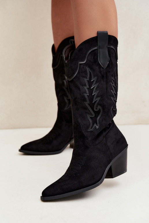 Dlhé cowboyské čižmy v čiernej farbe Betina
