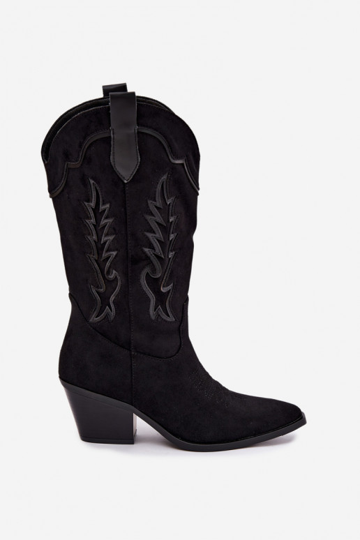 Dlhé cowboyské čižmy v čiernej farbe Betina