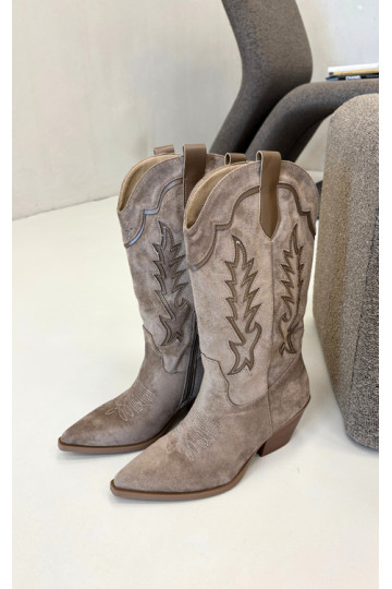 Dlhé cowboyské čižmy v khaki Betina 2