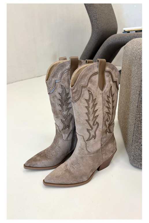 Dlhé cowboyské čižmy v khaki Betina