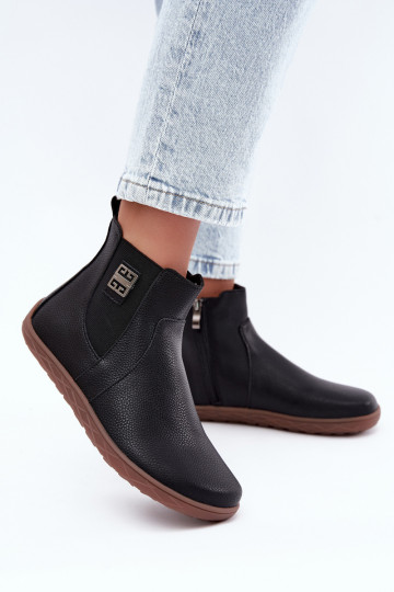 Čierne kožené topánky Barefoot Altie