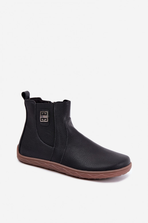 Čierne kožené topánky Barefoot Altie