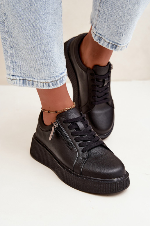 Dámske tenisky na platforme z čiernej umelej kože Corisa