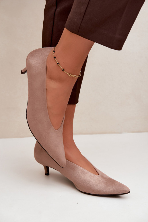 Pieskové semišové topánky s Kitten Heel Nuretta
