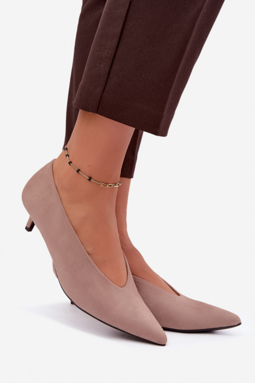 Pieskové semišové topánky s Kitten Heel Nuretta