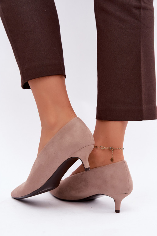 Pieskové semišové topánky s Kitten Heel Nuretta