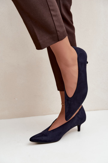 Tmavomodré semišové topánky s Kitten Heel Nuretta