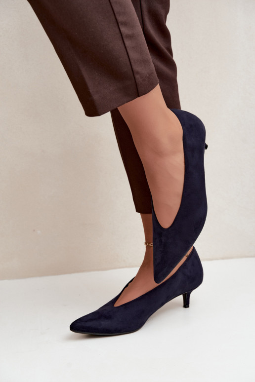Tmavomodré semišové topánky s Kitten Heel Nuretta