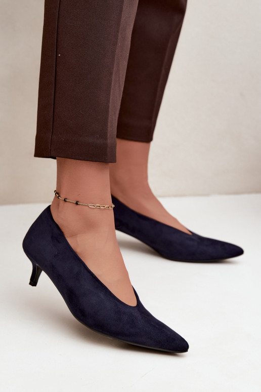 Tmavomodré semišové topánky s Kitten Heel Nuretta